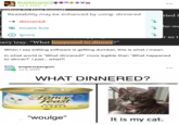 thebibliosphere Jul 3, 2023 | qgaling to free herself. Readability may be enhanced by using: dinnered → dinnered Disable Rule ried i 2 he-w 2 ว r as t Ignore eavy tray. "What happened to dinner?" When I say editing software is getting dumber, this is what I mean. In what world is "What dinnered?" more legible than "What happened to dinner?" I just... what?! emperorpenguin pratch Jul 6, 2023 WHAT DINNERED? Fancy Feast TUNA FEAST FLAKED "woulge" It is my cat. ...