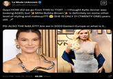 La Mode Unknown @LaModeUnknown 0 Guys HOW did we go from THIS to THAT-I thought Kylie Jenner was looking AGED, but Millie Bobby Brown is definitely on some other level of styling and makeup??? SHE IS ONLY 21 (TWENTY ONE) years old. PS: ALSO THE NAILS??? Are we in 2003 Eastern Europe or what is it... BBY VN 6:22 PM ⚫ Feb 27, 2025 46.9K Views O