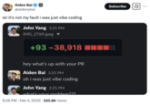 Tweet joking about a programmer with several negative pull requests. In February 2025, OpenAI co-founder Andrej Karpathy coined the phrase "vibe coding." Vibe coding describes an AI-reliant style of coding where programmers use AI tools like Cursor to generate, test, and refine software.