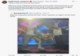 Post about Sabrina Carpenter's Paris night two "Juno Pose," where she simulated the "Eiffel Tower" sex position by bending over between two backup dancers. X user @hiimbobbi wrote, "Well you must understand that when you’re short, the horniness is not evenly distributed throughout the body. A shorter body holds a higher concentration of horniness so that’s what’s happening here."