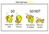 DO How to pet your Glaggle DO NOT Gently rub its cheek Scratch its little chin Press thumb on What have its forehead you done.