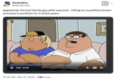 Several internet users shared clips and stills from the uncovered _Family Guy_ pilot episode, including @MonSindex, who wrote, "apparently the lost family guy pilot was just.. sitting on a publicly known animator's portfolio for 3 entire years."
