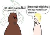 ITS CALLED AURA SAAR) dude you need to get the f--- out of my house you smell like pure unfettered ass