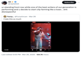 Several internet users criticized the concertgoer for recording themselves playing chess in the front row of a MIKE concert, including X user @raptalksk who wrote, "ur standing front row while one of the best writers of our generation is performing and u decide to start clip farming like a loser… s--- disrespectful"