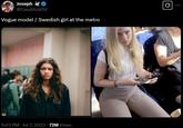 A version of the "model vs. cashier":https://knowyourmeme.com/memes/model-vs-cashier meme. The meme compares Zendaya to Bus Girl.