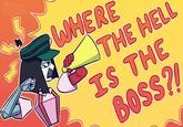Fan art of ENA saying "Where the hell is the boss?" The art is by @misstercoffee.