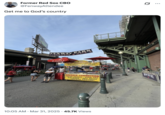 A photo of Fenway with Morgan Wallen's "Get Me To God's Country" as the caption.