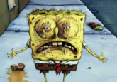 The image of a gross SpongeBob close-up comes from a 2008 episode of the Nickelodeon television show _SpongeBob SquarePants_, where SpongeBob gets amnesia after running away from Bikini Bottom. The image macro meme is often used to depict someone or something as gross and disgusting.