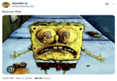 The SpongeBob "gross-up" featured in a tweet by @AQUINOby_02 that read, "Buenos días."