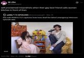 A tweet reading, "self proclaimed misandrists when their gay best friend calls women bitches in front of then." The tweet is a reference to the Emergency Intercom drama.