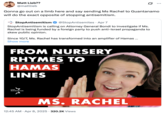 Several Twitter users reacted to the X account @StopAntisemites calling for Attorney General Bondi to investigate the children's YouTuber known as "Ms. Rachel" for her supposed "pro-Hamas" views. X user @mattlieb wrote, "Gonna go out on a limb here and say sending Ms Rachel to Guantanamo will do the exact opposite of stopping antisemitism," on April 8th, 2025, gathering over 15,000 likes in a day. 