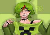 Artwork by WillAstraly. The art depicts a Minecraft creeper as a femboy, based on an animation by Mango Pablo.