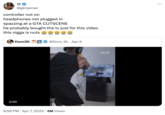 April 7th, 2025 tweet by @genjanae that reads, "controller not on, headphones not plugged in, spazzing at a GTA, CUTSCENE, he probably bought the tv just for this video, this n---- is nuts 😭😭😭😭😭."