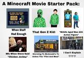 A Minecraft Movie Starter Pack: WE KNOW THE CHICKEN JOCKEY IS EPIC-BUT.. PLEASE DON'T THROW POPCORN OR SOFT DRINKS AT THE SCREEN CHICKENS SHOWERS. DON'T LIKE SHOWERS. OUR STAFF DON'T EITHER When Staff Had Enough MINECRAFT MOVIE STEVE That Gen Z Kid: "Middle Aged Man Ahh Action Figure" McDonald's Mfs When Steve Said "Chicken Jockey" Storming To Mcdonald's To Unbox The "Flint And Meal" I Can't Explain