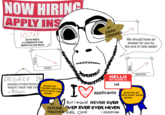 NOW HIRING APPLY INS 10.735 DAYS SINCE A CANDIDATE HAS BEEN CALLED BACK EMAIL IGNORER We should have an answer for you by the end of next week! PEOPLE DEGREE IN MAKING OTHER PEOPLE HIRED MAKES SIX WASTE THEIR TIME OFF FIGURES WASTING m APPLICANTS TIME AWARD I♡ HELLO MY NAME IS HR applicants But would NEVER EVER RESUME VER EVER EVER NEVER TRASHER HIRE ONE i promise TIME WASTED GHOSTED AN APPLICANT AGAIN AWARD