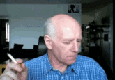 The original "GIF":https://knowyourmeme.com/memes/cultures/gif of the old bald man smoking a c-------- in a blue shirt. It was used on "Twitter / X":https://knowyourmeme.com/memes/sites/twitter-x in the early and mid-2020s.