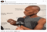 The earliest notable use of the GIF of Cynthia Erivo tapping her bald head alongside the phrase "the concept of" is a January 14th, 2025 post by @samscruelsummer that reads, "the concept of knowing everything at 18 but nothing at 22." The post referenced lyrics from the "Taylor Swift":https://knowyourmeme.com/memes/people/taylor-swift song "Nothing New," and gathered over 150,000 likes in three months.