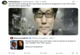 Black British actor Paapa Essiedu's casting as "Severus Snape":https://knowyourmeme.com/memes/severus-snape in HBO's adaptation of the "_Harry Potter_":https://knowyourmeme.com/memes/subcultures/harry-potter series prompted much discourse after it was announced in March 2025. This tweet reads, "James Potter bullying the only black student at hogwarts in the 70’s yeah sounds like a good idea."