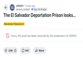 A now-deleted April 10th post showing a close-up satellite image of a stained yard within El Salvador's CECOT facility. In April 2025, several internet users questioned whether human rights violations were taking place at the detention facility, citing the Google satellite image as evidence.