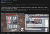 Threads user @josheeirl questioned the Google Earth satellite view of a yard within the El Salvador CECOT facility, asking, "Someone tell me what this weird little building is… And more importantly, what the hell are the CRIMSON RED stains on the ground?"