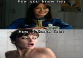 A meme comparing two images of Ella Purnell, one from Fallout and one from Sweetbitter. The meme reads "how you knew her" vs. "How I knew her."