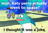 Wait, Katy perry actually went to space? © I thought it was a joke