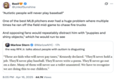 U.S. Health Secretary "Robert F Kennedy Jr.":https://knowyourmeme.com/memes/people/robert-f-kennedy-jr-rfk-jr held a press conference to discuss a recent CDC report about rising autism rates in children, and asserted that autistic children would "never play baseball." 