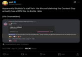 yeet @Awk20000 Apparently iDubbbz's staff is in his discord claiming the Content Cop actually has a 85% like to dislike ratio (Via DramaAlert) @kiyrens damn the like to dislike ratio is crazy (edited) han 3:19 PM wdym Likes (vs. dislikes) Since published Content Cop-H3 85.7% @everyone yall are wild about the like vs dislike ratio - those numbers you get from extensions are not always accurate 7 14 會3 also - it doesnt f------ matter, enjoy the video 6 6 DramaAlert and 5 others 4:03 PM Apr 17, 2025.161.3K Views 82 tz 75 4K 202 ↑