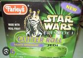 Farley's MADE WITH REAL FRUIT NEW STAR WARS TM ERISODE I GLITTER ROLL GALACTIC WATERMELON™ Artificially Flavoured JEDI 36 POUCHES NET WT 106g LIGHTSABER FRUIT ROLL
