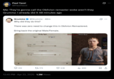 Paul Tassi @PaulTassi Me: They're gonna call the Oblivion remaster woke aren't they Grummz: I already did it 48 minutes ago Grummz @Grummz - 48m Why did they do this? There was zero need to change this in Oblivion Remastered. Bring back the original Male/Female. Body Type darth: Human Shrek Type 1 ◆ Type 2 Young-Old Skin Tone Complexion 312 173 2.1K lil 40K 16 12:45 PM Apr 22, 2025 1.3M Views