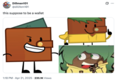 Object show animator LegoBoyNJ AKA Shallothere garnered criticism for his anthropomorphic wallet design in April 2025. This tweet showed the evolution of his Wallet OC, gathering over 2,000 likes in two days.