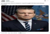 A "tweet":https://knowyourmeme.com/memes/sites/twitter-x making fun of Pete Hegseth's alleged drinking problem and "Signalgate":https://knowyourmeme.com/memes/events/signalgate-pete-hegseths-houthi-pc-small-group.