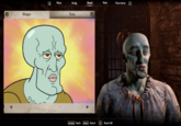 A post about the remastered _Oblivion_ game's character creation tool showing one player's attempt at recreating "Handsome Squidward":https://knowyourmeme.com/memes/handsome-squidward-squidward-falling.