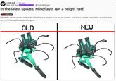 A post to /r/Ultrakill. The post jokes that Mindflayer got height nerfed.