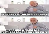 SEES CLASSIC MEMES ARE BACK 101 IT'S JUST A PHASE AND THEY'LL BE GONE AGAIN NEXT WEEK imgflip.com