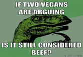 IF TWO VEGANS ARE ARGUING IS IT STILL CONSIDERED BEEF? MemeMaker.ai