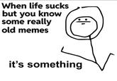 When life sucks but you know some really old memes it's something