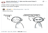 A "quote tweet":https://knowyourmeme.com/memes/quote-retweets-qrts mocking the Jamming to a Song "webcomic":https://knowyourmeme.com/memes/cultures/webcomics for being "Blobslop":https://knowyourmeme.com/memes/subcultures/blobslop.