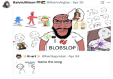 A "quote tweet":https://knowyourmeme.com/memes/quote-retweets-qrts mocking the Jamming to a Song "webcomic":https://knowyourmeme.com/memes/cultures/webcomics for being "Blobslop":https://knowyourmeme.com/memes/subcultures/blobslop.