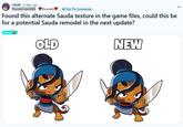 r/btd6 • 6 days ago ThunderCube3888 Bloonatic Top 1% Commenter Found this alternate Sauda texture in the game files, could this be for a potential Sauda remodel in the next update? Meme OLD NEW