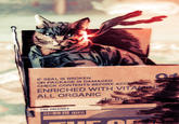 "Can you Photoshop my cat to look like Snake from MGS? 😆" Yeah IF SEAL IS BROKEN OR PACKAGE IS DAMAGED CHECK CONTENTS BEFORE ACCE ENRICHED WITH VITAMINS ALL ORGANIC THE ORANGE 00000 de Incis