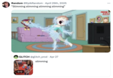 X user @EpikRandom posted a meme showing Stewie as the Reverse Flash zapping Lois alongside text that reads, "Stimming stimming stimming stimming."