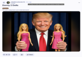 Redditor /u/mrjasjit posted an AI-generated image of Donald Trump holding two dolls, seemingly inspired by the nickname "Donny 2 Dolls" 