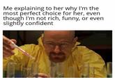 Me explaining to her why I'm the most perfect choice for her, even though I'm not rich, funny, or even slightly confident