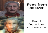 Food from the oven Food from the microwave