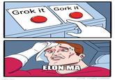 May 4th, 2025 post by @_MemeWars A meme posted by @_MemeWars that shows "Two Buttons":https://knowyourmeme.com/memes/daily-struggle-two-buttons labeled Grok and "Gork," with a sweaty man being labeled "Elon Ma."