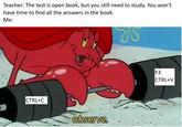Teacher: The test is open book, but you still need to study. You won't have time to find all the answers in the book. Me: CTRL+C observe. W F3 CTRL+V
