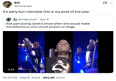 A "quote-tweet":https://knowyourmeme.com/memes/quote-retweets-qrts of the Miscellaneous Uncs Shoot Poison on Stage "tweet":https://knowyourmeme.com/memes/sites/twitter-x, reading, "It's early but I decided this is my post of the year."