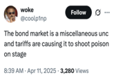 A "tweet":https://knowyourmeme.com/memes/sites/twitter-x about the "2025 Stock Market Crash":https://knowyourmeme.com/memes/events/orange-monday-2025-stock-market-crash using the Miscellaneous Uncs Shoot Poison on Stage tweet as a reference.