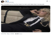 X user @SlayzKiana reposted the photo of Sabrina Carpenter smoking a cigar on May 7th alongside a caption that read, "just clocked out of my be mean to men and take their money job."